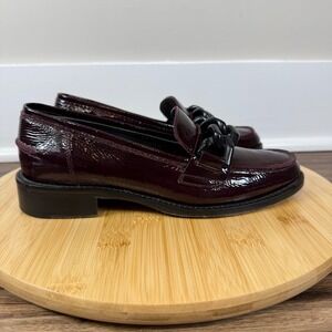 M. Gemi Italian Patent Leather‎ Tosca Link Loafers Women's 36.5 US 6.5 Burgundy